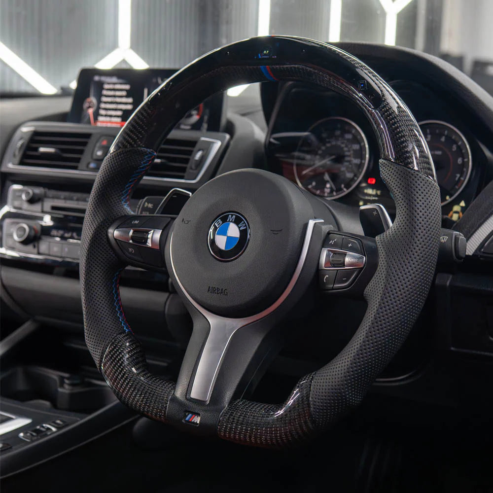 BMW FXX Carbon Fibre & Leather Flat Bottom Custom Steering Wheel