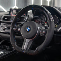 BMW FXX Carbon Fibre & Leather Flat Bottom Custom Steering Wheel
