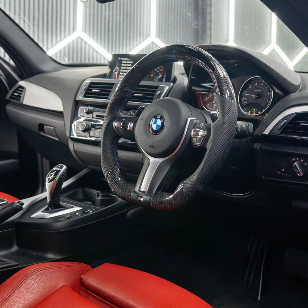 BMW FXX Carbon Fibre & Leather Flat Bottom Custom Steering Wheel