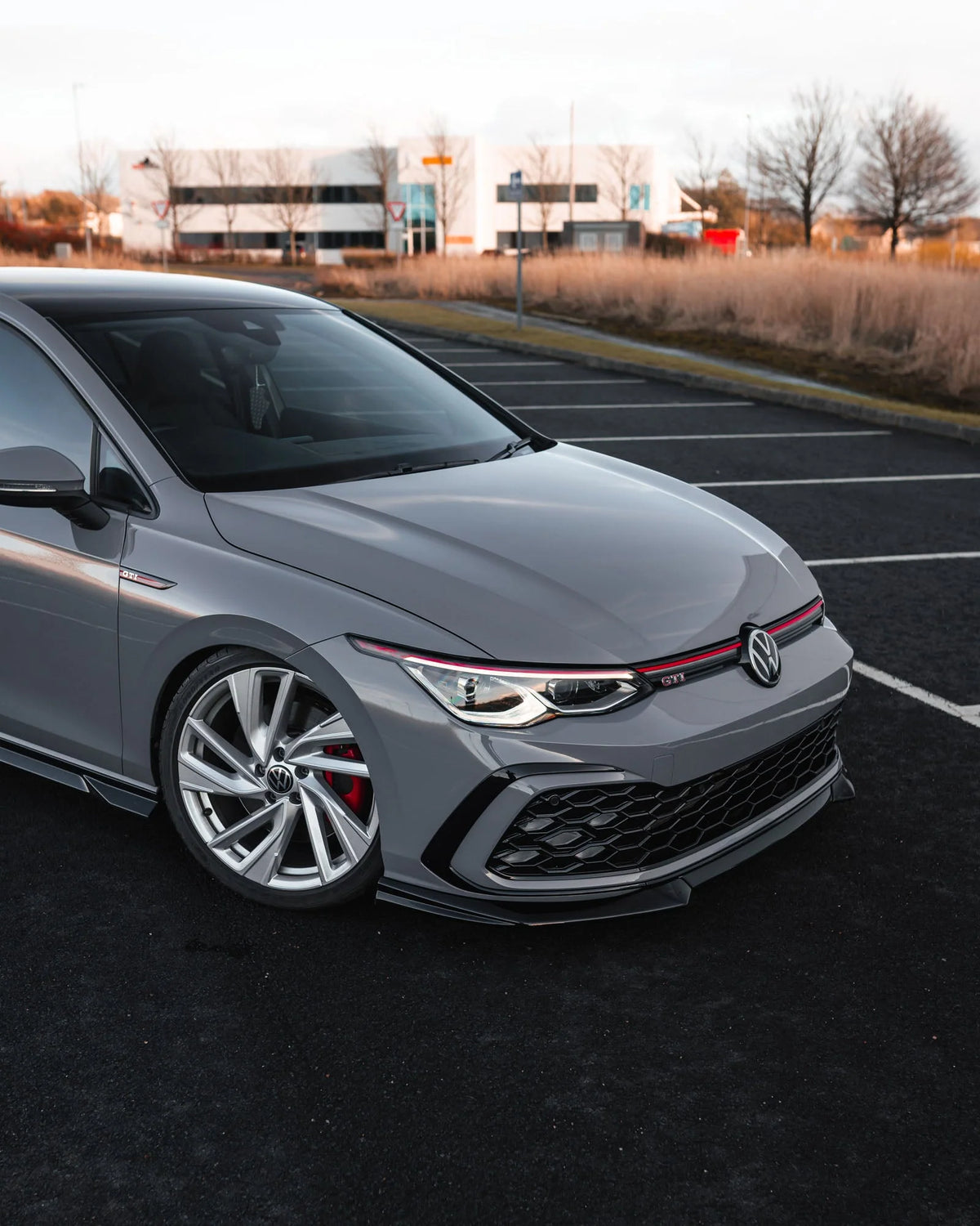 VW Golf R Mk8 EVO-1 Gloss Black Front Splitter by Zaero (2020–2024)