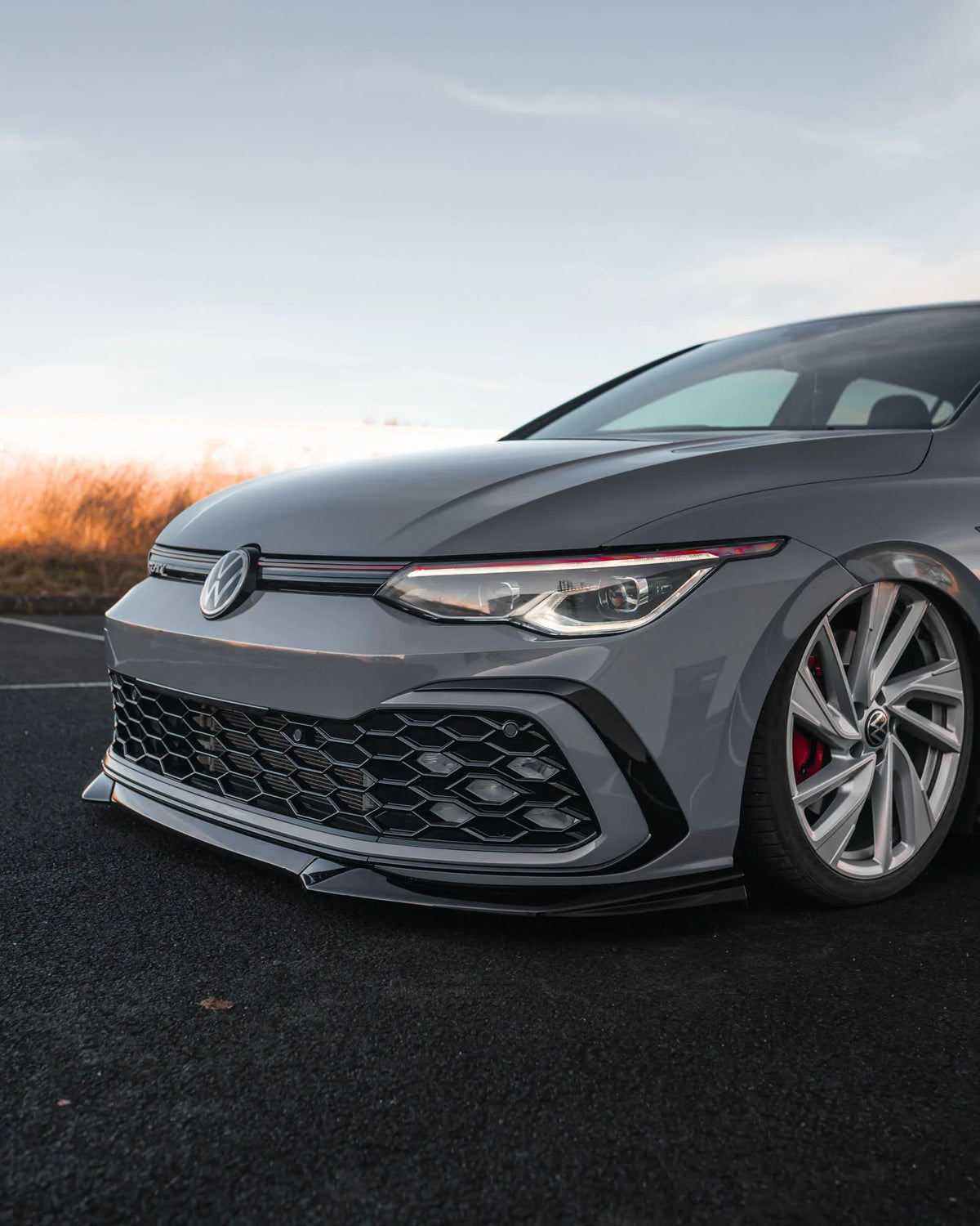 VW Golf R Mk8 EVO-1 Gloss Black Front Splitter by Zaero (2020–2024)